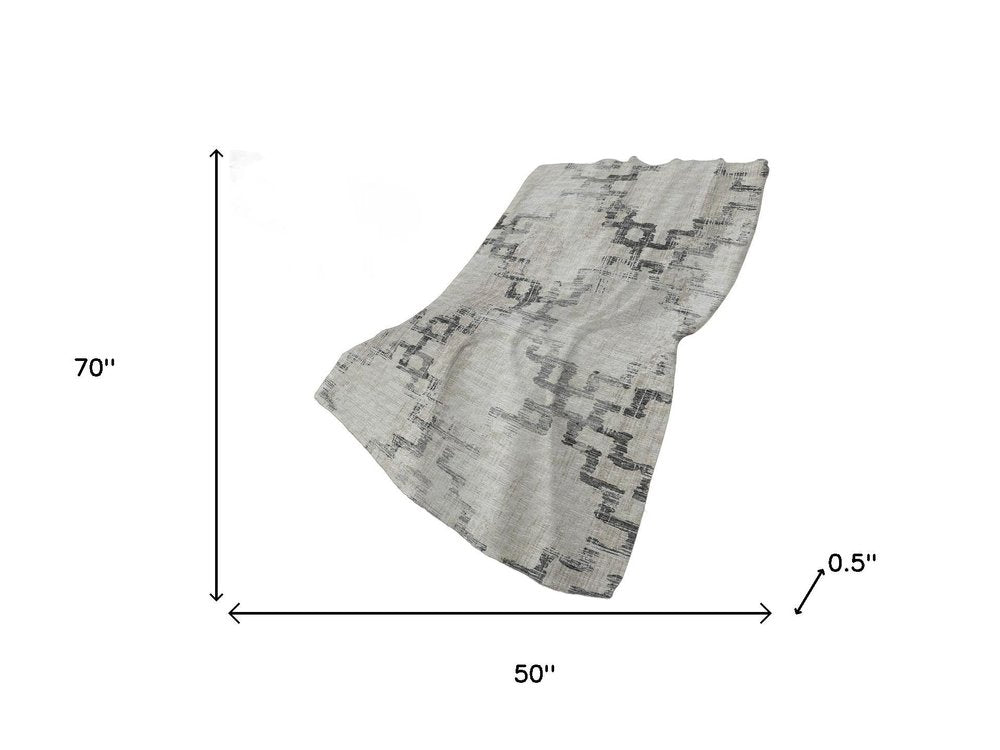 50" X 70" Taupe And Ivory Abstract Plush Throw Blanket HomeRoots