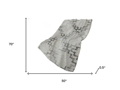 50" X 70" Taupe And Ivory Abstract Plush Throw Blanket HomeRoots