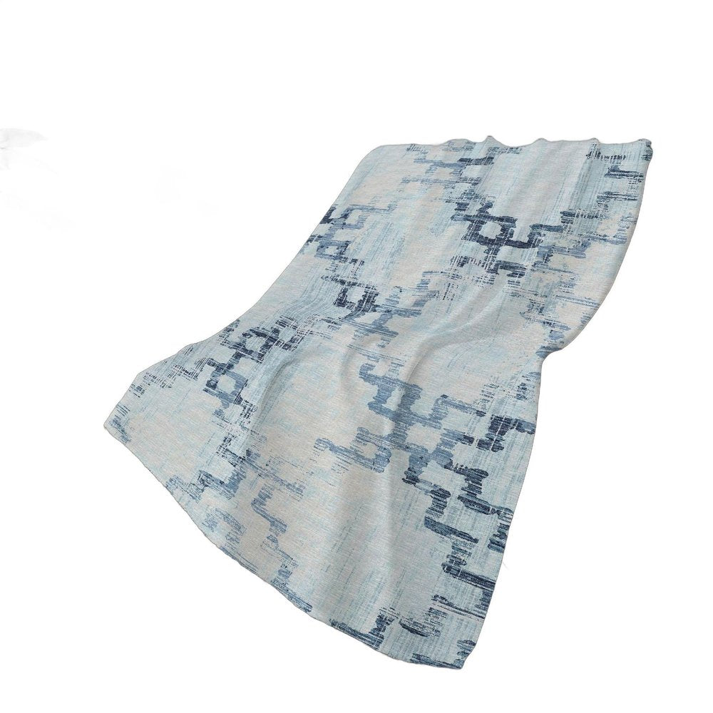 50" X 70" Blue And Ivory Abstract Plush Throw Blanket HomeRoots