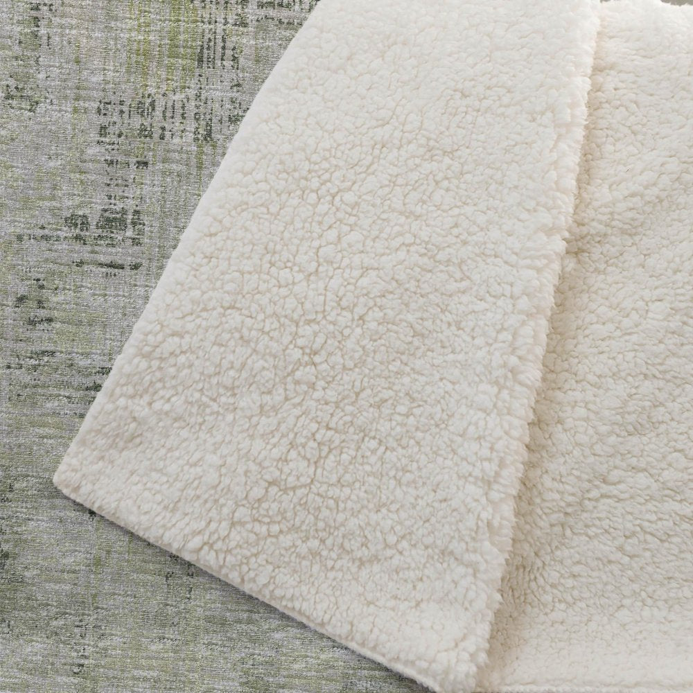 50" X 70" Green And Beige Abstract Polyester Woven Plush Throw Blanket HomeRoots