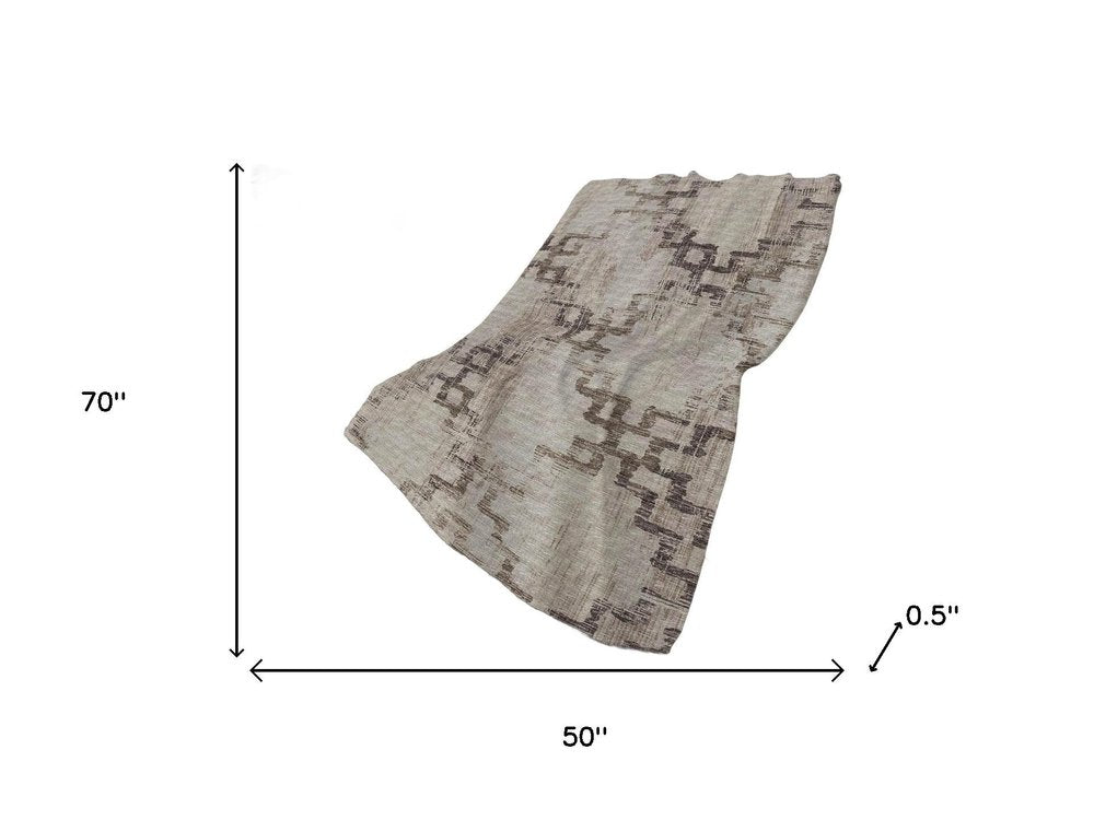 50" X 70" Chocolate And Taupe Abstract Plush Throw Blanket HomeRoots