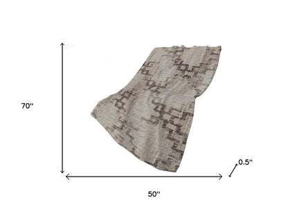 50" X 70" Chocolate And Taupe Abstract Plush Throw Blanket HomeRoots