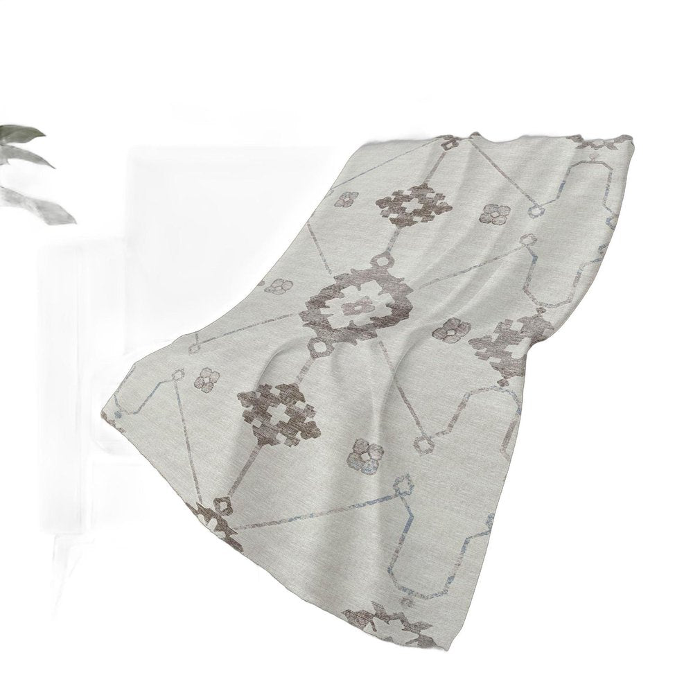 50" X 70" Taupe And Ivory Floral Polyester Woven Plush Throw Blanket HomeRoots
