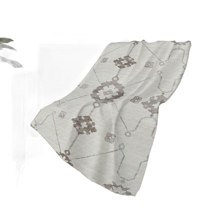 50" X 70" Taupe And Ivory Floral Polyester Woven Plush Throw Blanket HomeRoots