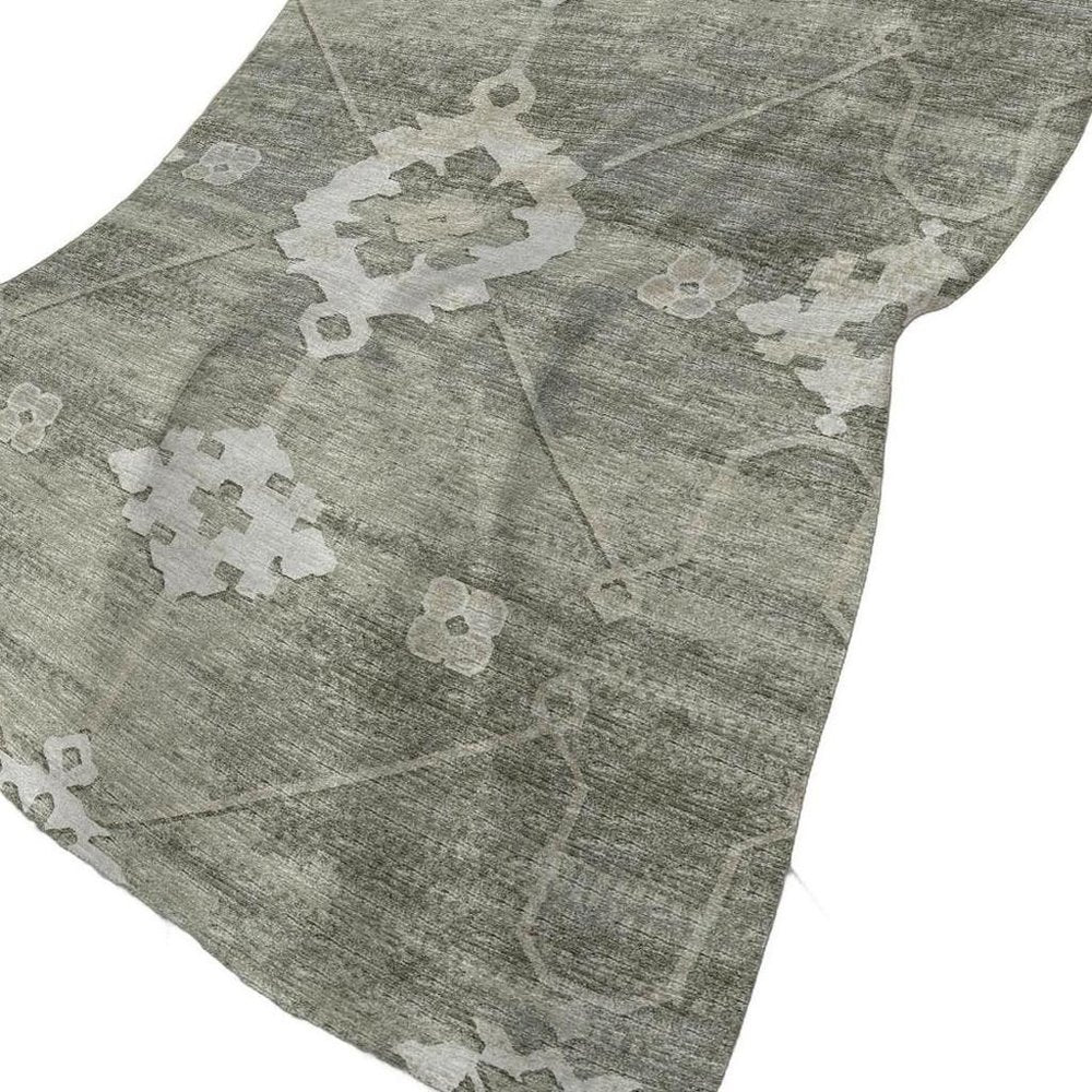 50" X 70" Olive Green And Beige Floral Polyester Woven Plush Throw Blanket HomeRoots