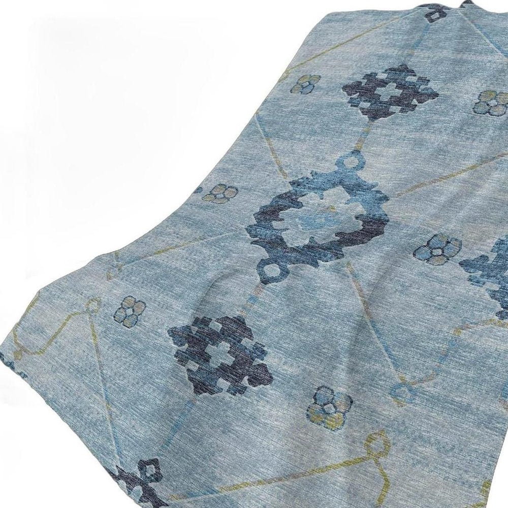 50" X 70" Blue And Light Blue Floral Polyester Woven Plush Throw Blanket HomeRoots
