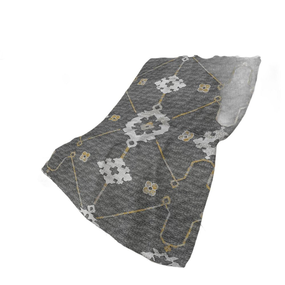 50" X 70" Gray Ivory And Gold Floral Polyester Woven Plush Throw Blanket HomeRoots