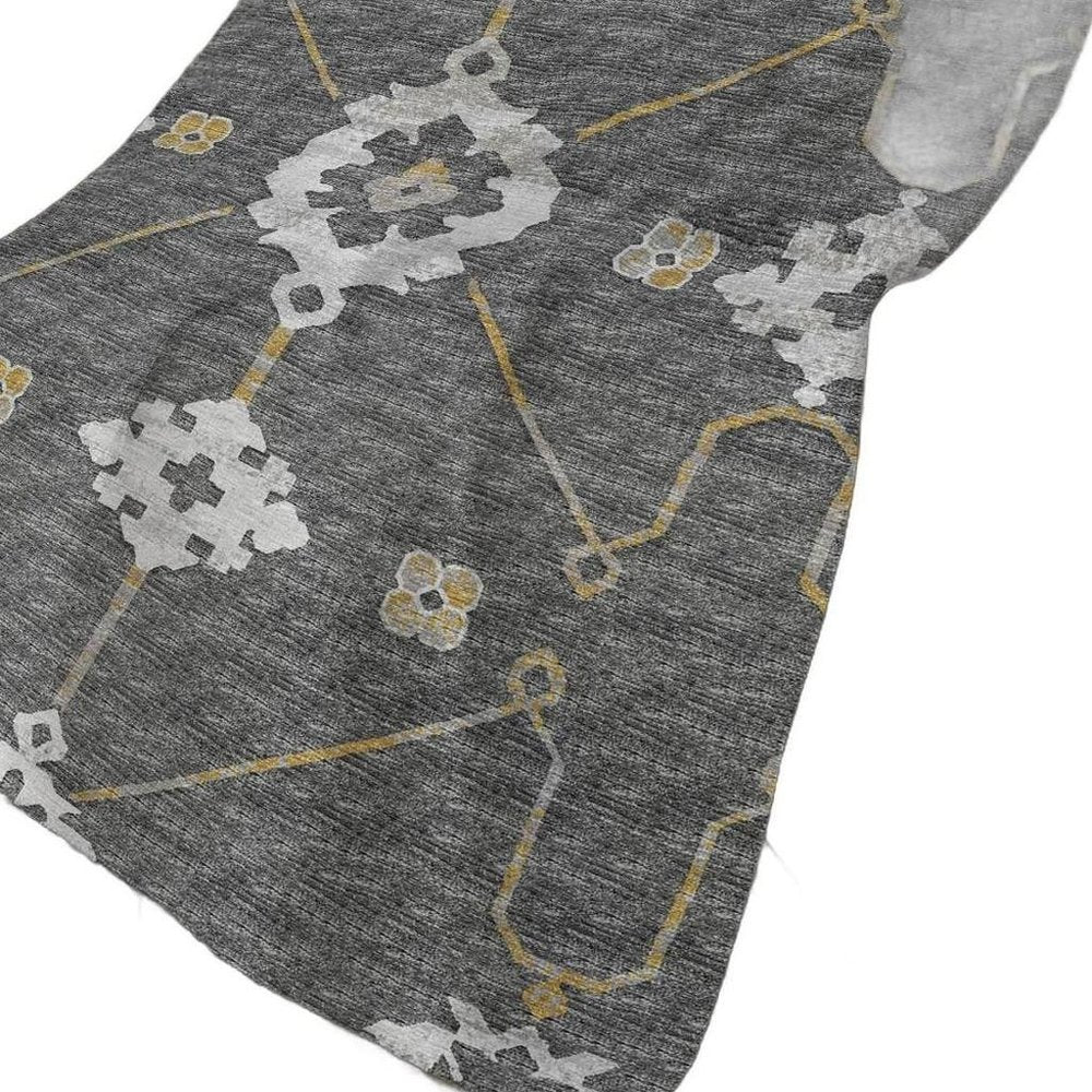 50" X 70" Gray Ivory And Gold Floral Polyester Woven Plush Throw Blanket HomeRoots