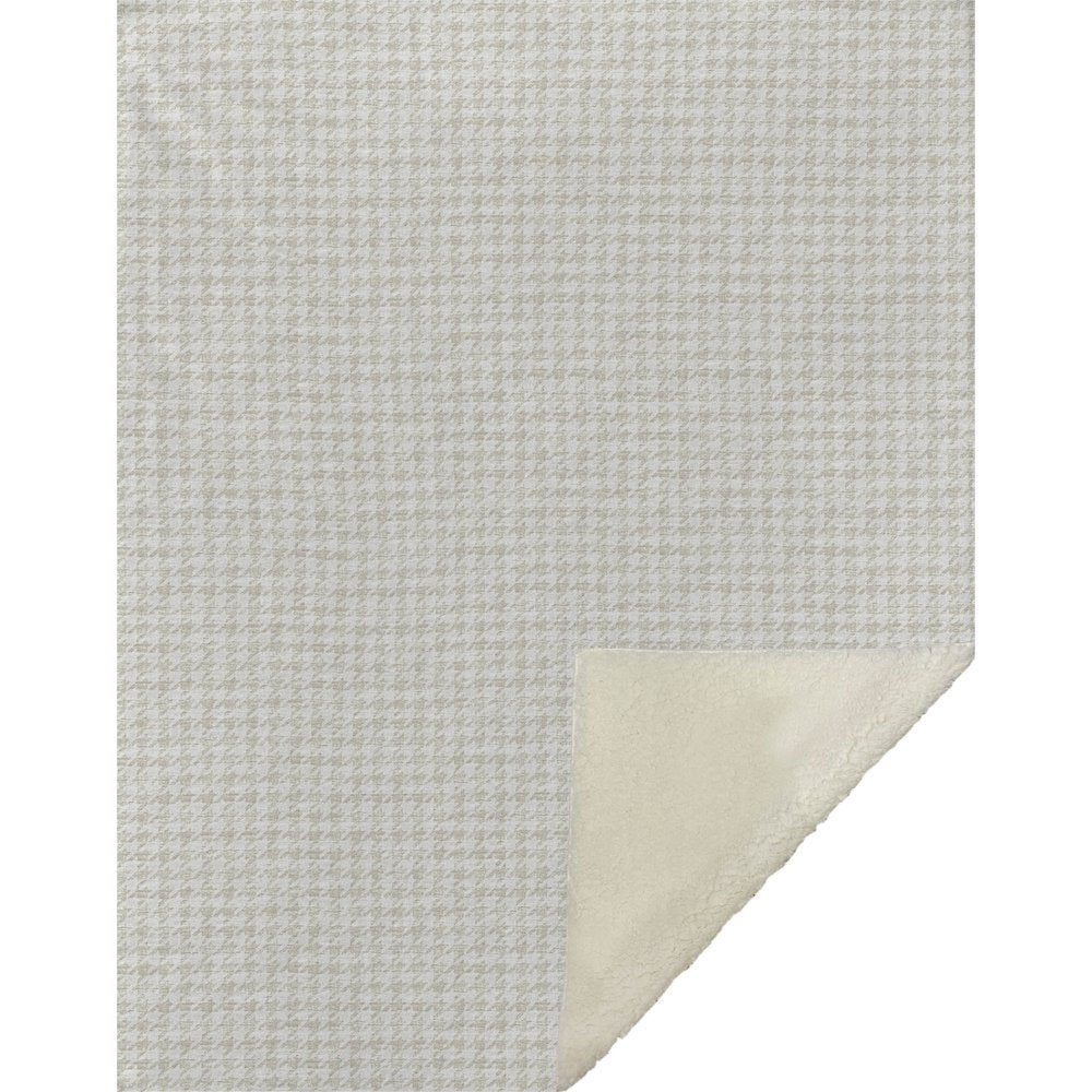 50" X 70" Linen And Ivory Microfiber Houndstooth Plush Throw Blanket HomeRoots