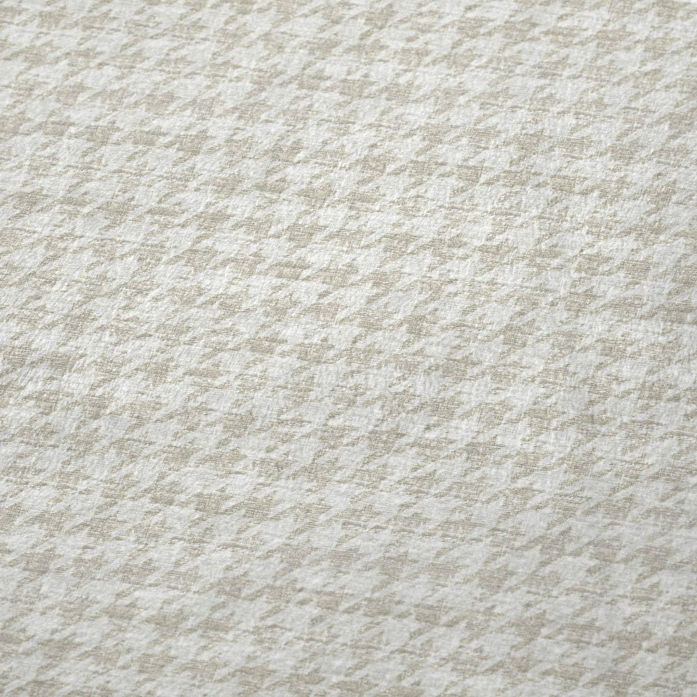 50" X 70" Linen And Ivory Microfiber Houndstooth Plush Throw Blanket HomeRoots