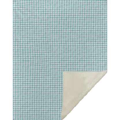 50" X 70" Aqua And White Microfiber Houndstooth Plush Throw Blanket HomeRoots
