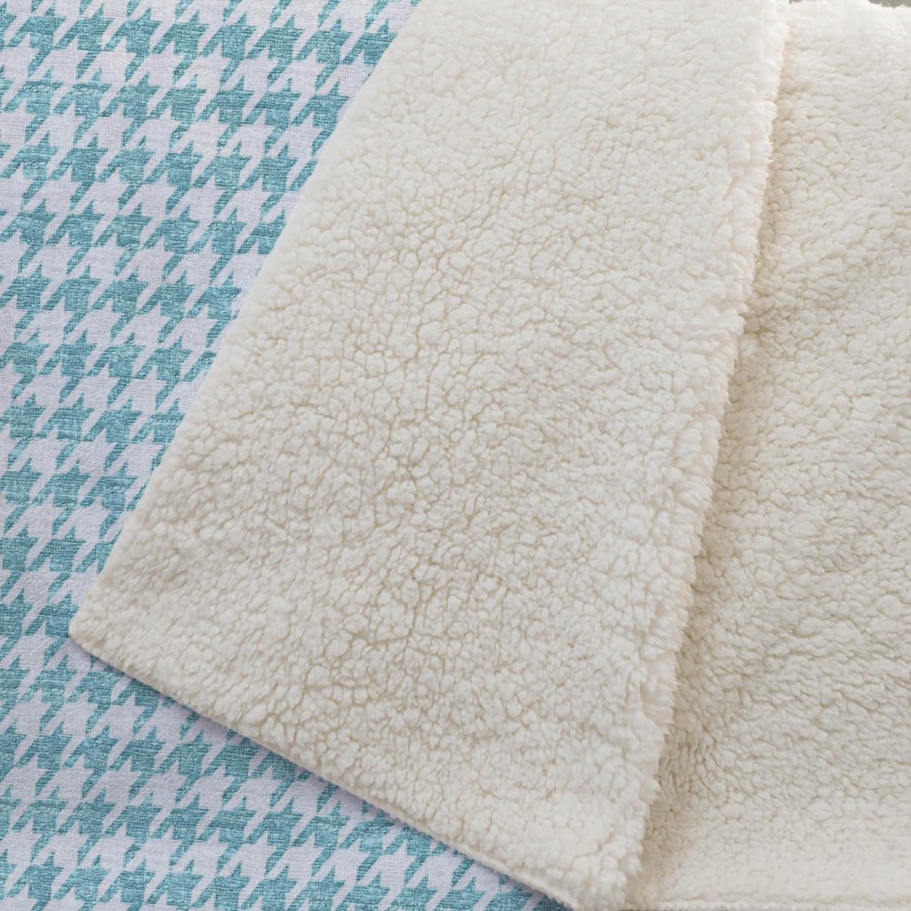 50" X 70" Aqua And White Microfiber Houndstooth Plush Throw Blanket HomeRoots