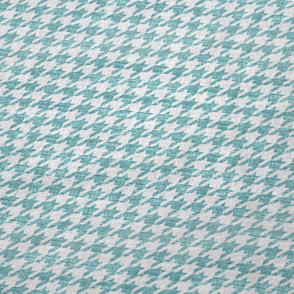 50" X 70" Aqua And White Microfiber Houndstooth Plush Throw Blanket HomeRoots