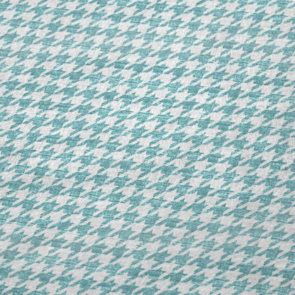 50" X 70" Aqua And White Microfiber Houndstooth Plush Throw Blanket HomeRoots