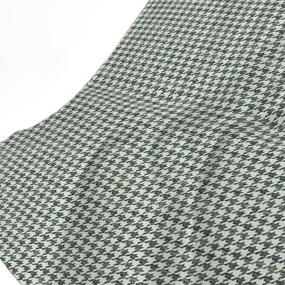 50" X 70" Green And White Houndstooth Polyester Woven Plush Throw Blanket HomeRoots
