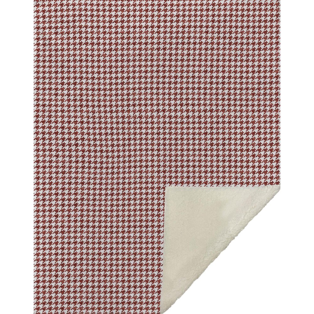 50" X 70" Red And White Microfiber Houndstooth Plush Throw Blanket HomeRoots