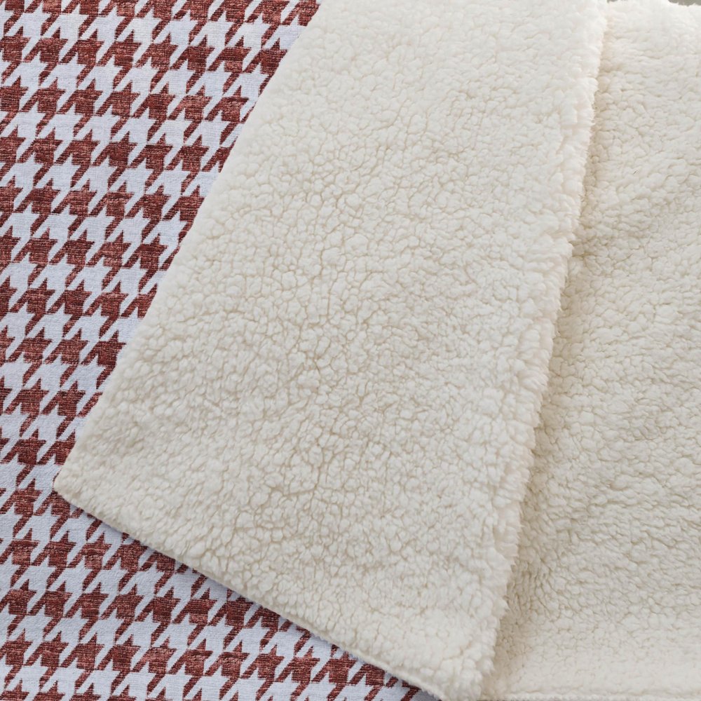 50" X 70" Red And White Microfiber Houndstooth Plush Throw Blanket HomeRoots