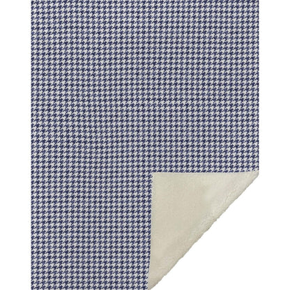 50" X 70" Navy Blue And White Houndstooth Microfiber Plush Throw Blanket HomeRoots