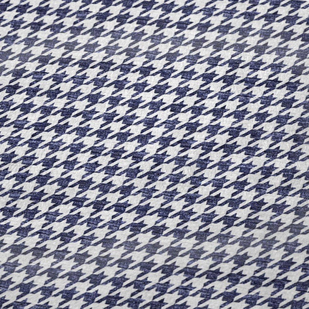50" X 70" Navy Blue And White Houndstooth Microfiber Plush Throw Blanket HomeRoots