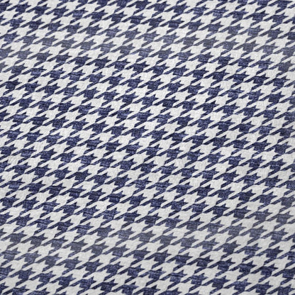 50" X 70" Navy Blue And White Houndstooth Microfiber Plush Throw Blanket HomeRoots