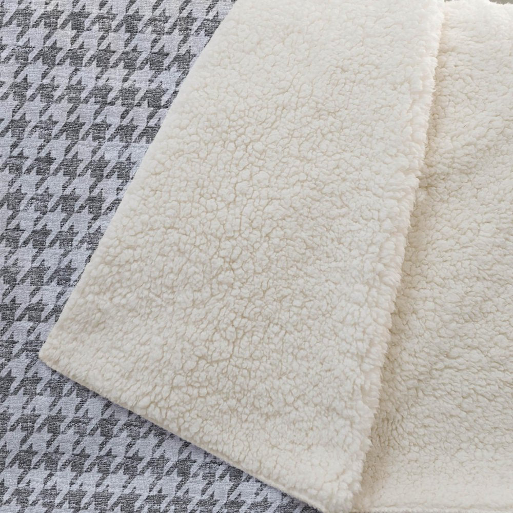 50" X 70" Gray And Light Gray Microfiber Houndstooth Plush Throw Blanket HomeRoots