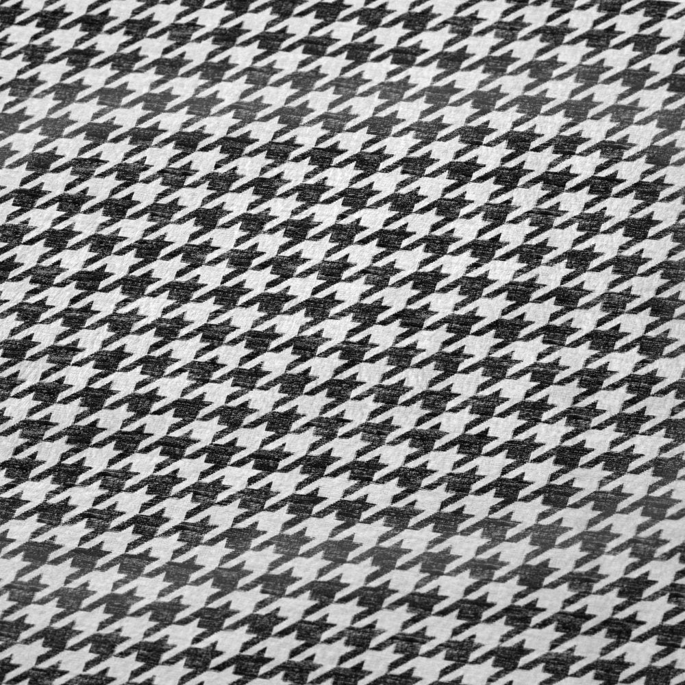 50" X 70" Black And White Houndstooth Polyester Woven Plush Throw Blanket HomeRoots