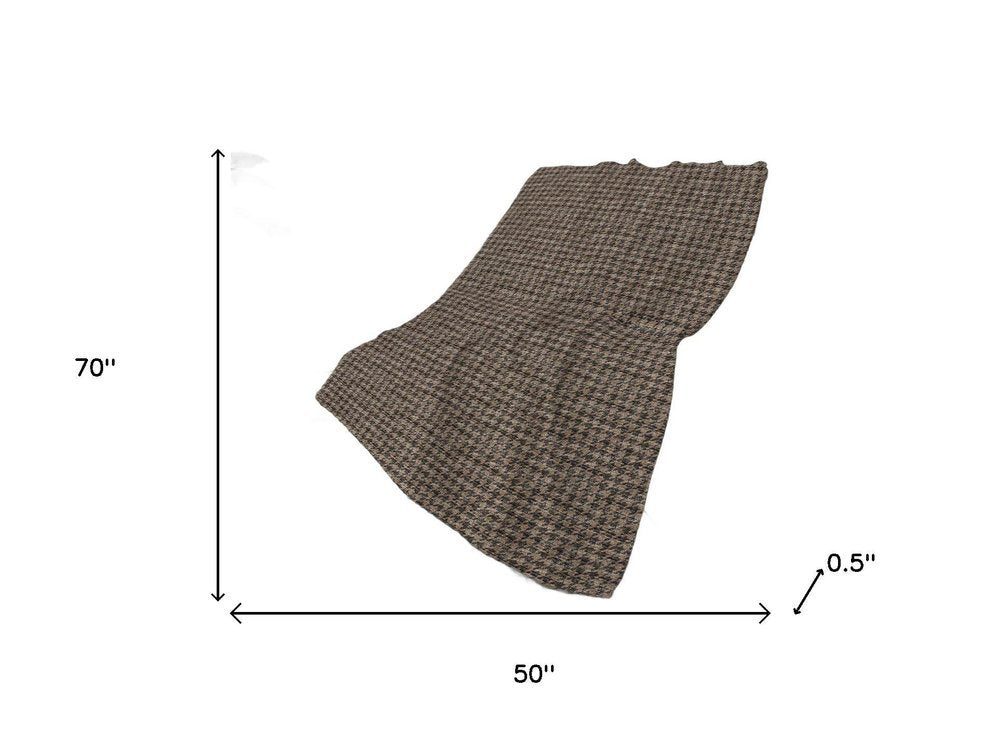 50" X 70" Chocolate And Brown Houndstooth Plush Throw Blanket HomeRoots