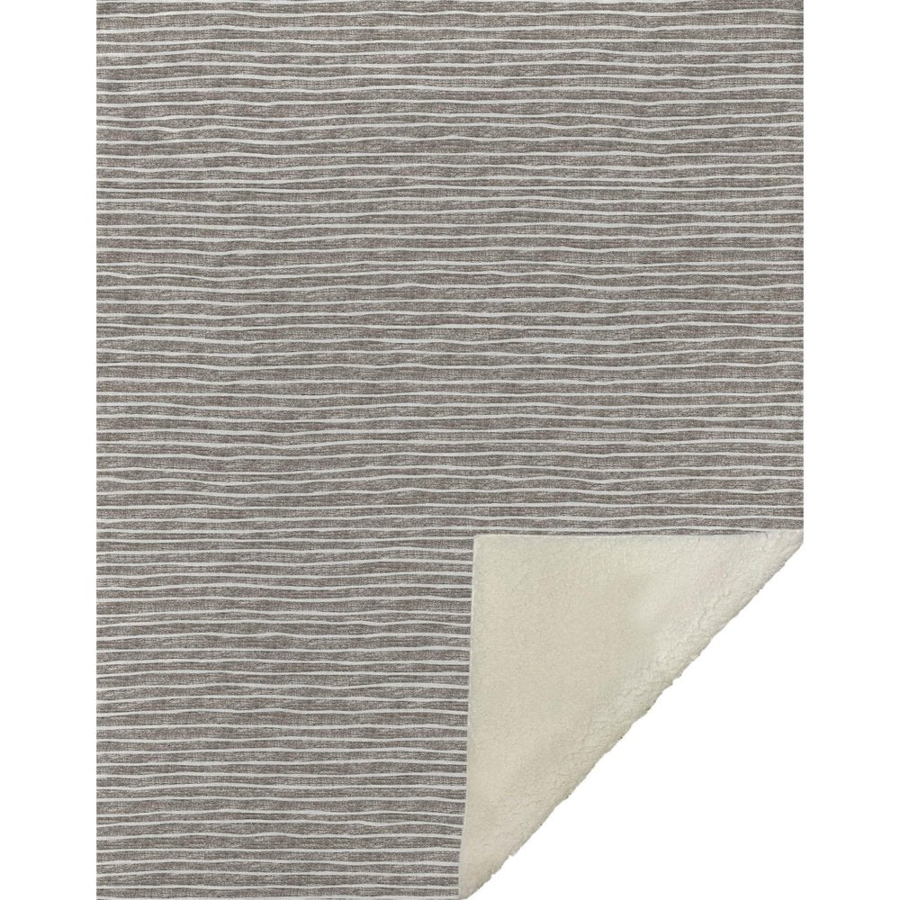 50" X 70" Taupe And Ivory Microfiber Striped Plush Throw Blanket HomeRoots