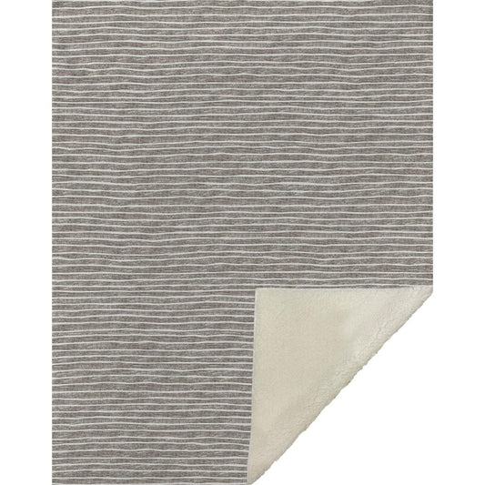 50" X 70" Taupe And Ivory Microfiber Striped Plush Throw Blanket HomeRoots