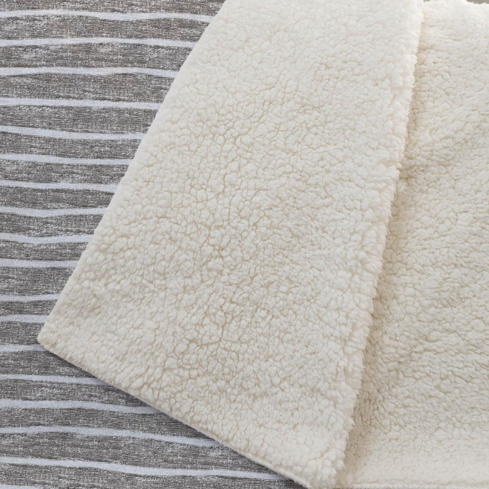 50" X 70" Taupe And Ivory Microfiber Striped Plush Throw Blanket HomeRoots