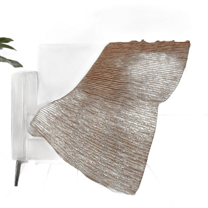 50" X 70" Rust And Beige Striped Plush Throw Blanket HomeRoots