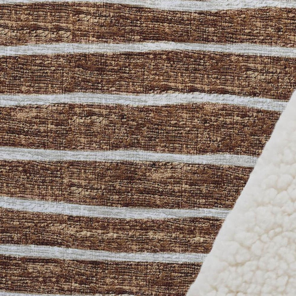 50" X 70" Rust And Beige Striped Plush Throw Blanket HomeRoots