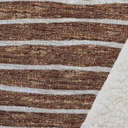 50" X 70" Rust And Beige Striped Plush Throw Blanket HomeRoots