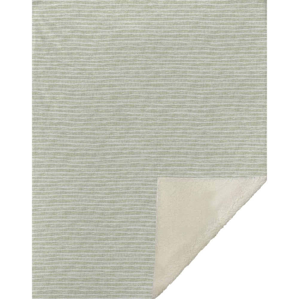 50" X 70" Mint Green And Ivory Striped Microfiber Plush Throw Blanket HomeRoots