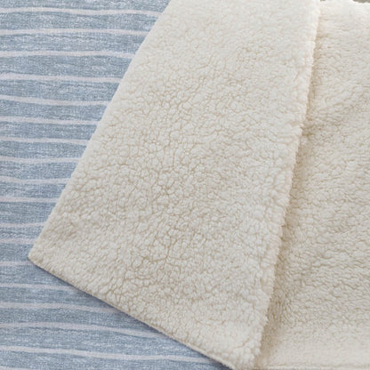 50" X 70" Sky Blue And Ivory Striped Polyester Woven Plush Throw Blanket HomeRoots