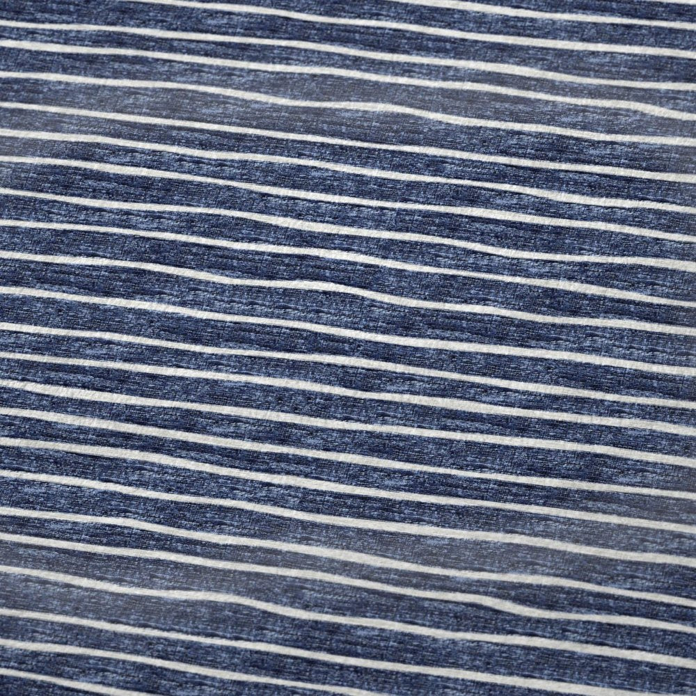 50" X 70" Navy Blue And Ivory Striped Polyester Woven Plush Throw Blanket HomeRoots
