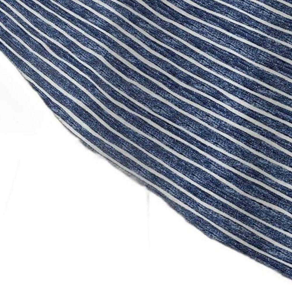 50" X 70" Navy Blue And Ivory Striped Polyester Woven Plush Throw Blanket HomeRoots