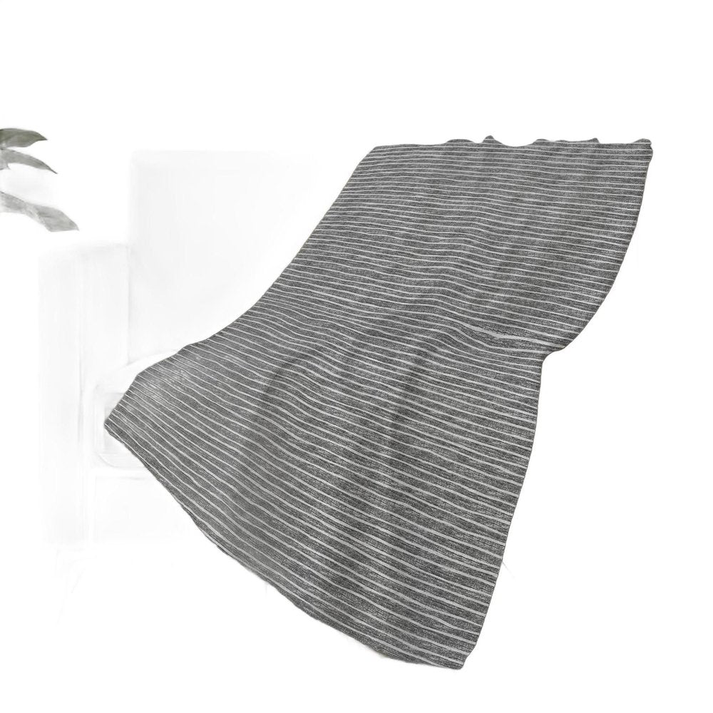 50" X 70" Gray And Light Gray Striped Polyester Woven Plush Throw Blanket HomeRoots
