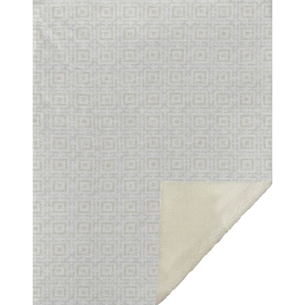 50" X 70" Linen And Ivory Microfiber Geometric Plush Throw Blanket HomeRoots