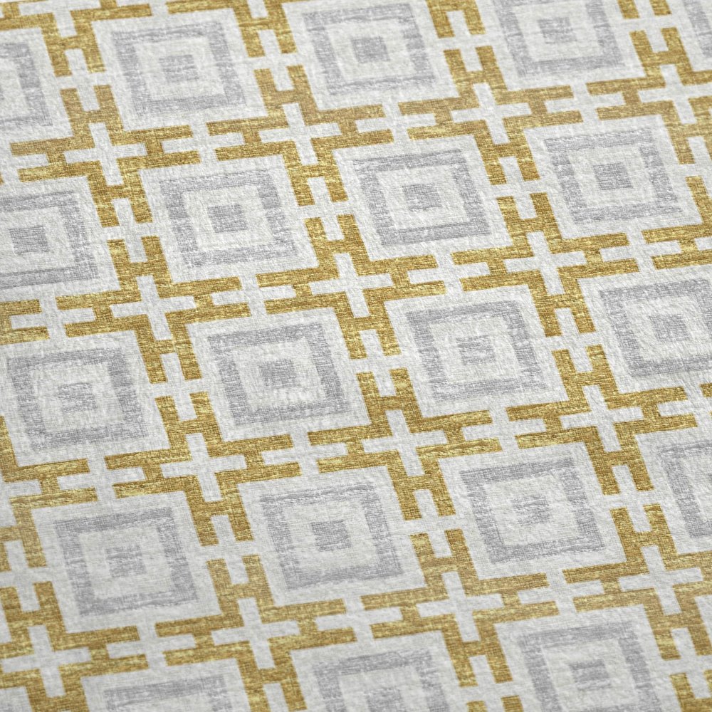 50" X 70" Gold Ivory And Gray Geometric Polyester Woven Plush Throw Blanket HomeRoots