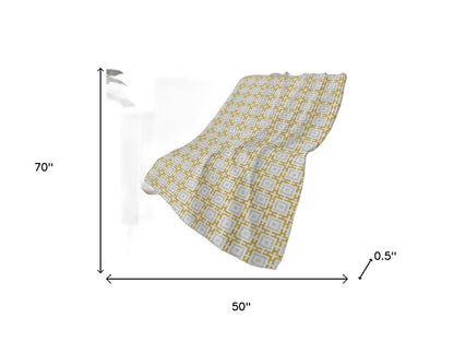 50" X 70" Gold Ivory And Gray Geometric Plush Throw Blanket HomeRoots
