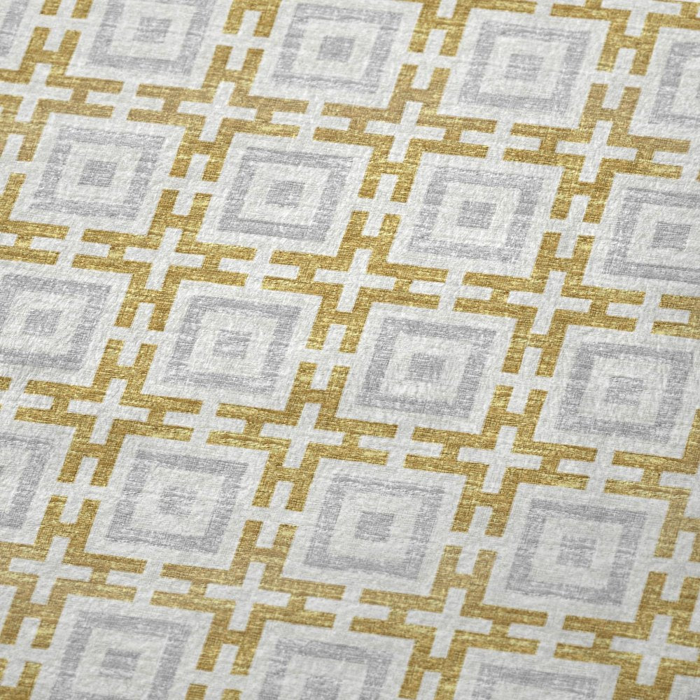 50" X 70" Gold Ivory And Gray Geometric Plush Throw Blanket HomeRoots