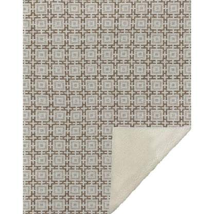50" X 70" Taupe And Beige Microfiber Geometric Plush Throw Blanket HomeRoots
