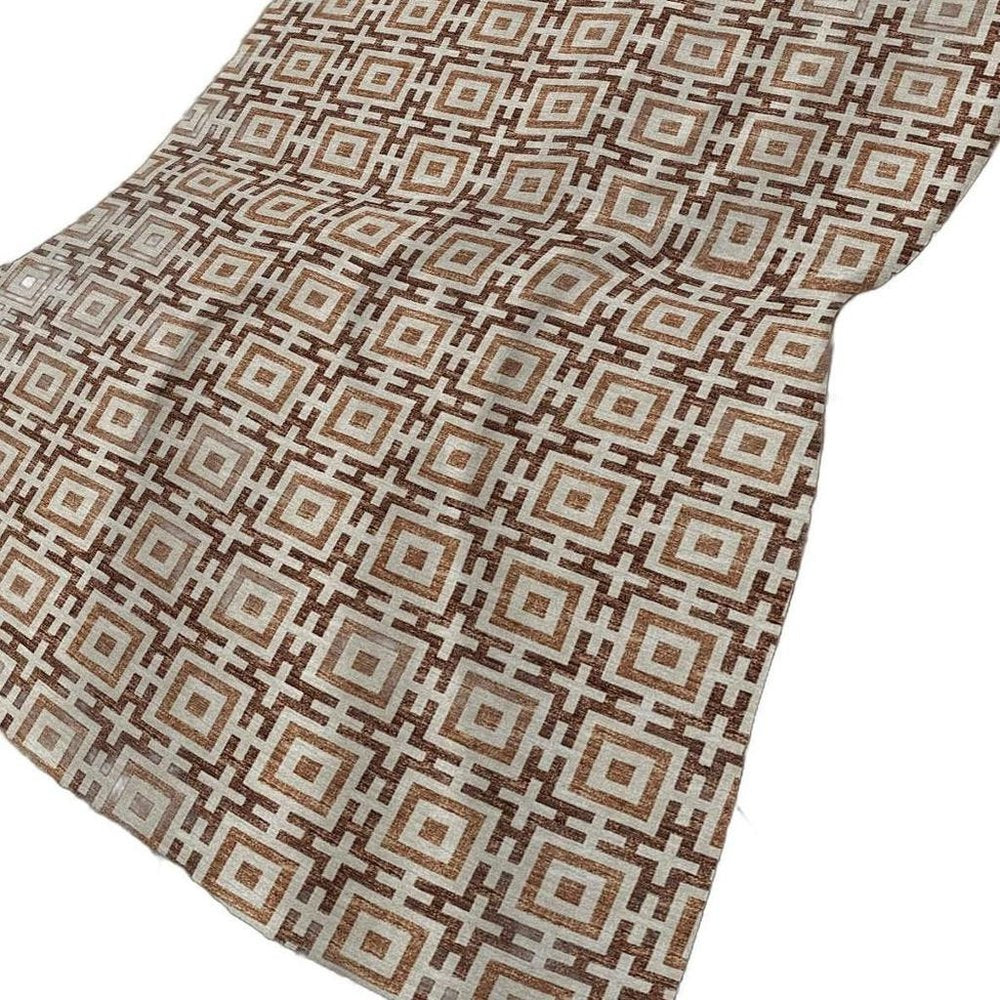 50" X 70" Rust And Beige Geometric Plush Throw Blanket HomeRoots