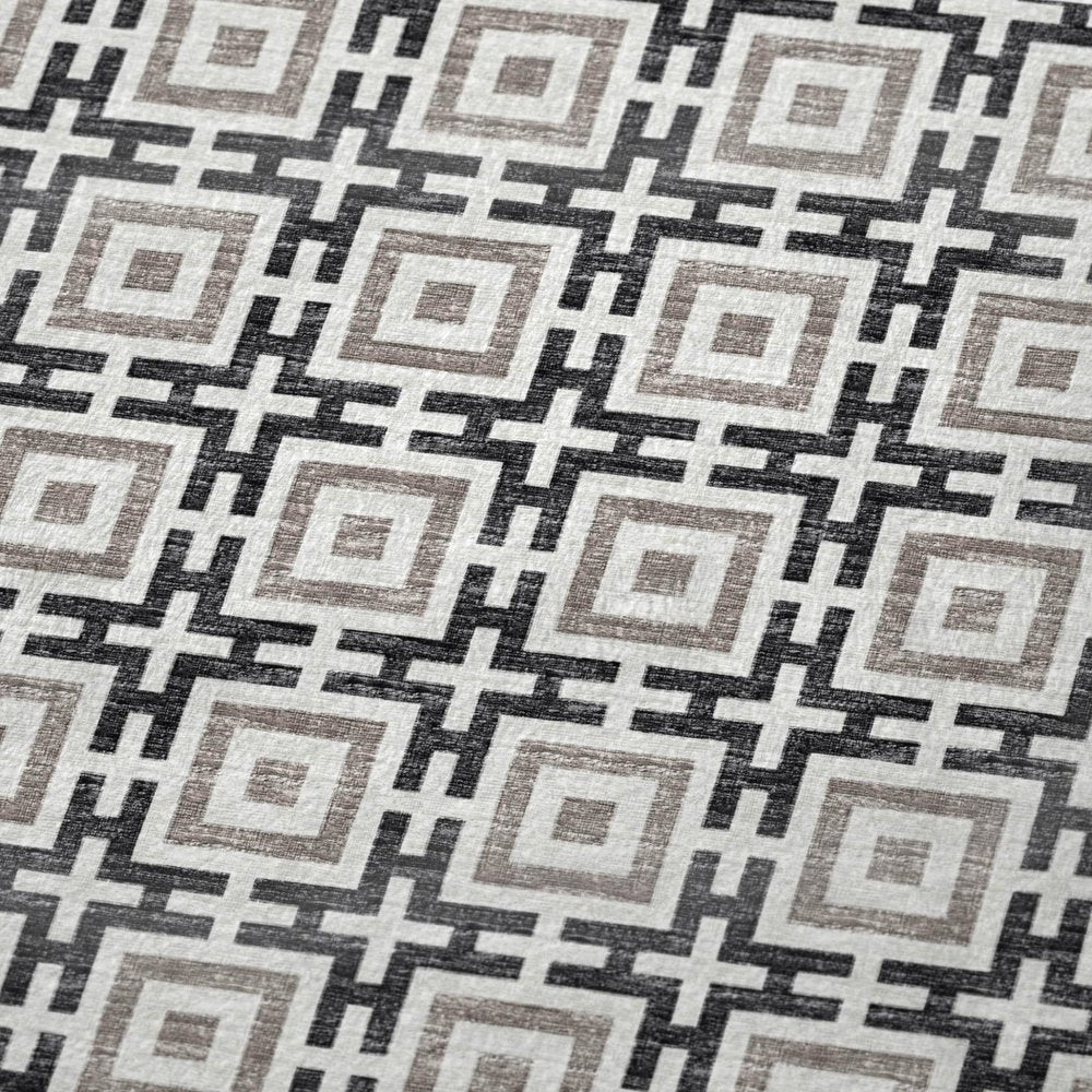 50" X 70" Black And Ivory Geometric Plush Throw Blanket