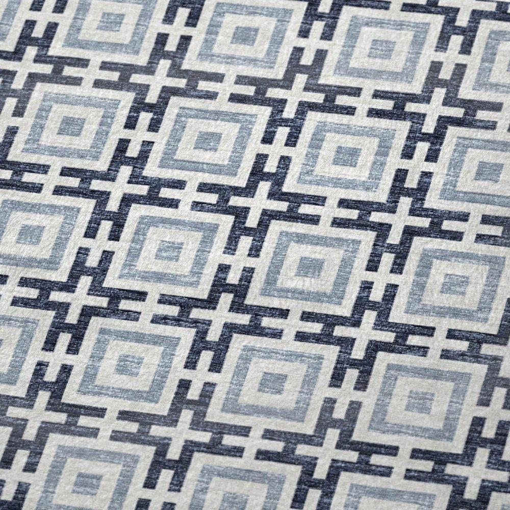 50" X 70" Navy Blue And Ivory Geometric Plush Throw Blanket HomeRoots