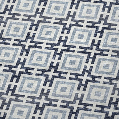 50" X 70" Navy Blue And Ivory Geometric Plush Throw Blanket HomeRoots