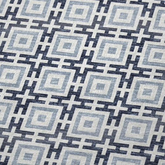 50" X 70" Navy Blue And Ivory Geometric Plush Throw Blanket HomeRoots