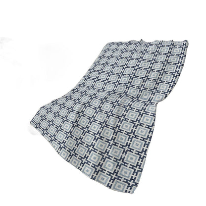 50" X 70" Navy Blue And Ivory Geometric Plush Throw Blanket HomeRoots