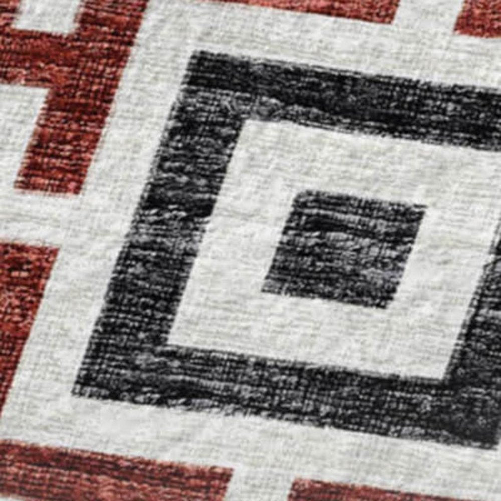 50" X 70" Red Ivory And Black Microfiber Geometric Plush Throw Blanket HomeRoots